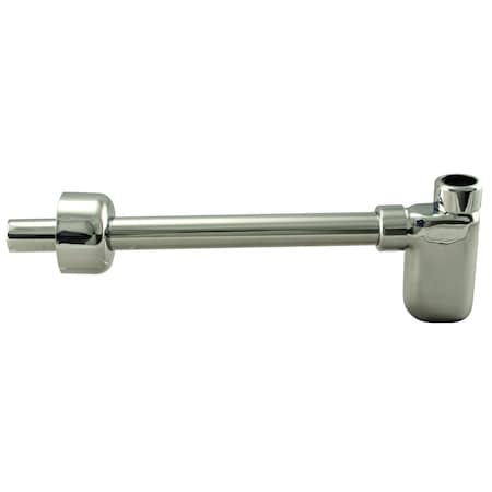 Westbrass 1-1/4" x 1-1/4" Flat Euro Trap with High Box Flange, Polished Nickel D4053-1-05